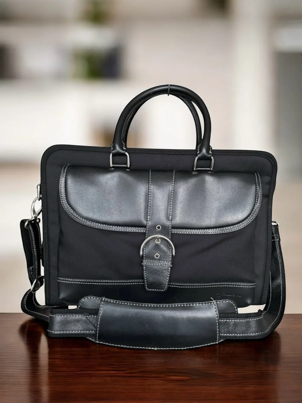 Franklin Covey Laptop Bag Briefcase Black Leather